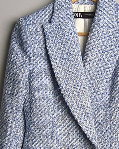 Zara Blue Tweed Blazer