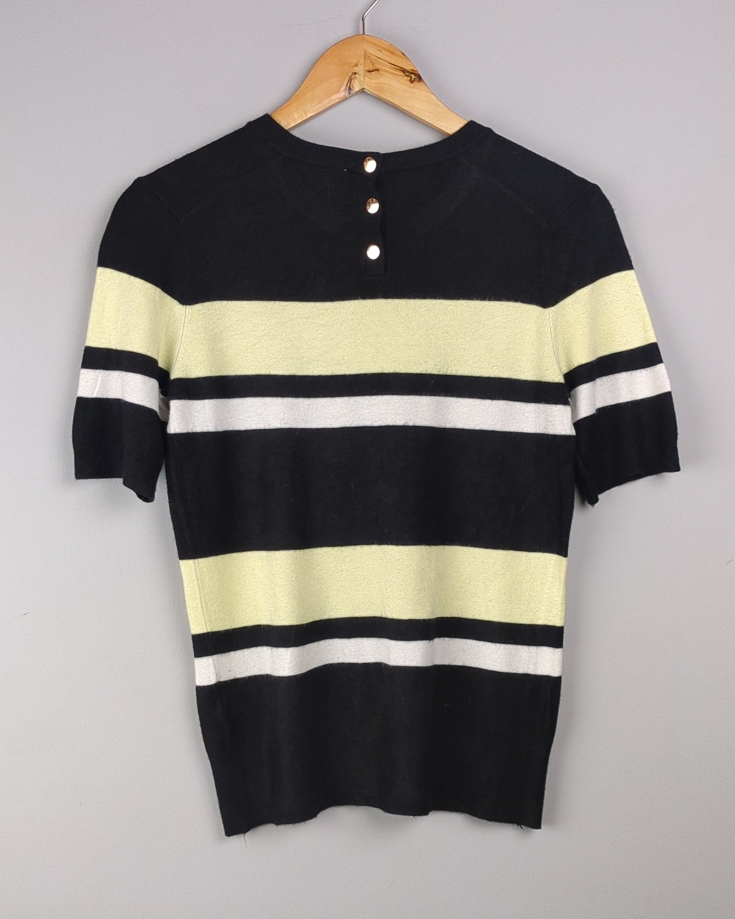 Zara Black Striped Short Sleeve Sweater