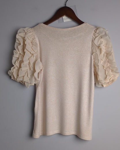 Zara Beige Ruffle Top