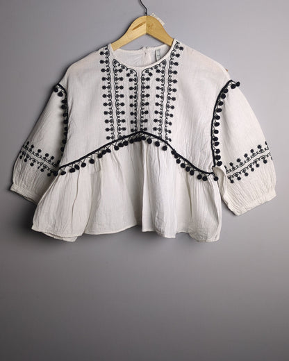 Zara White Peplum Blouse