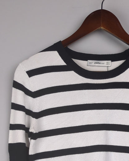 Zara White Striped Sweater