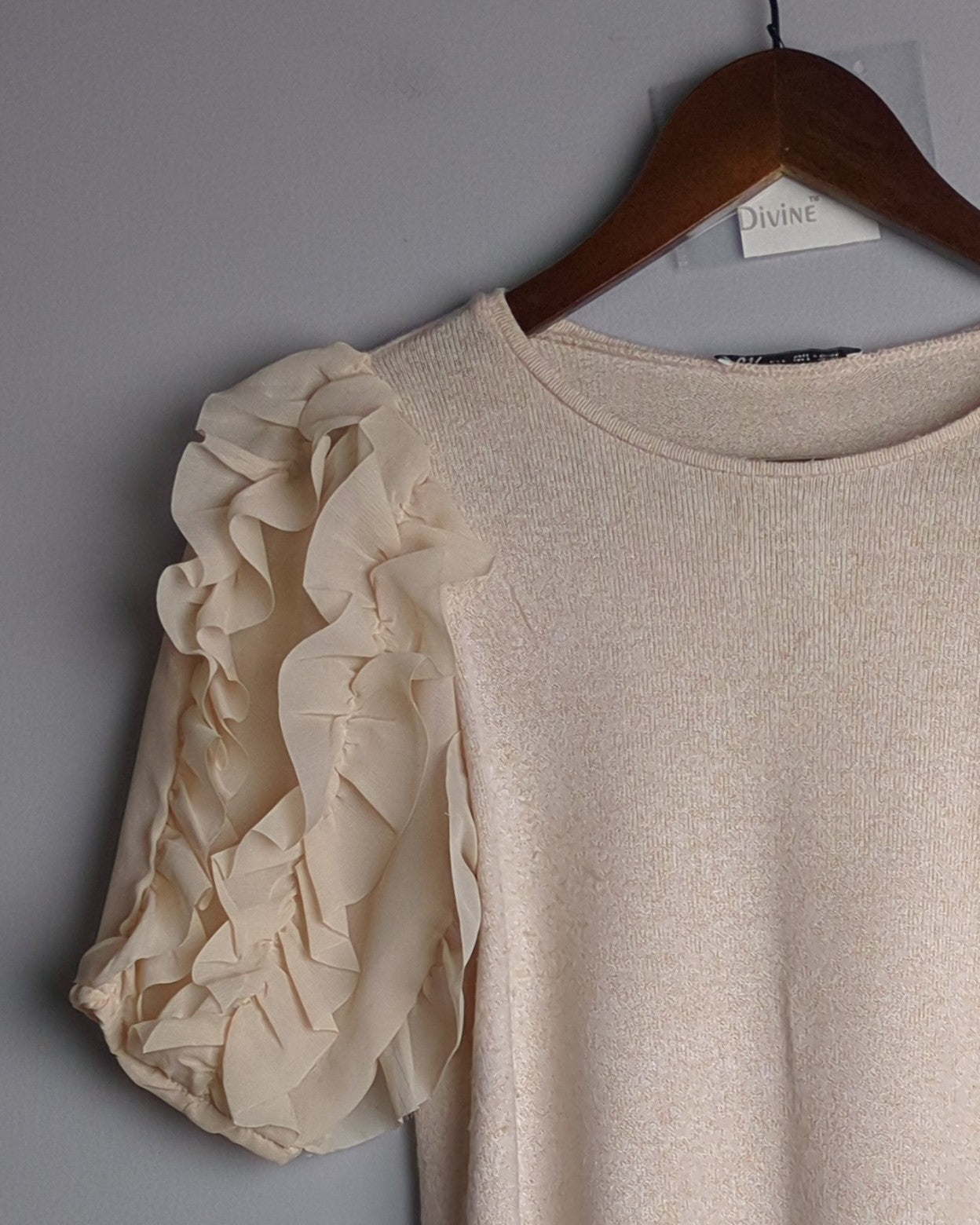 Zara Beige Ruffle Top