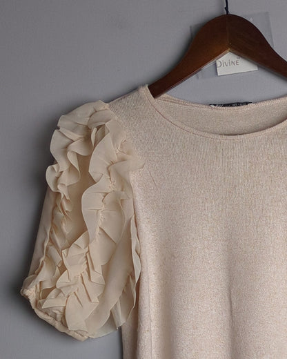 Zara Beige Ruffle Top