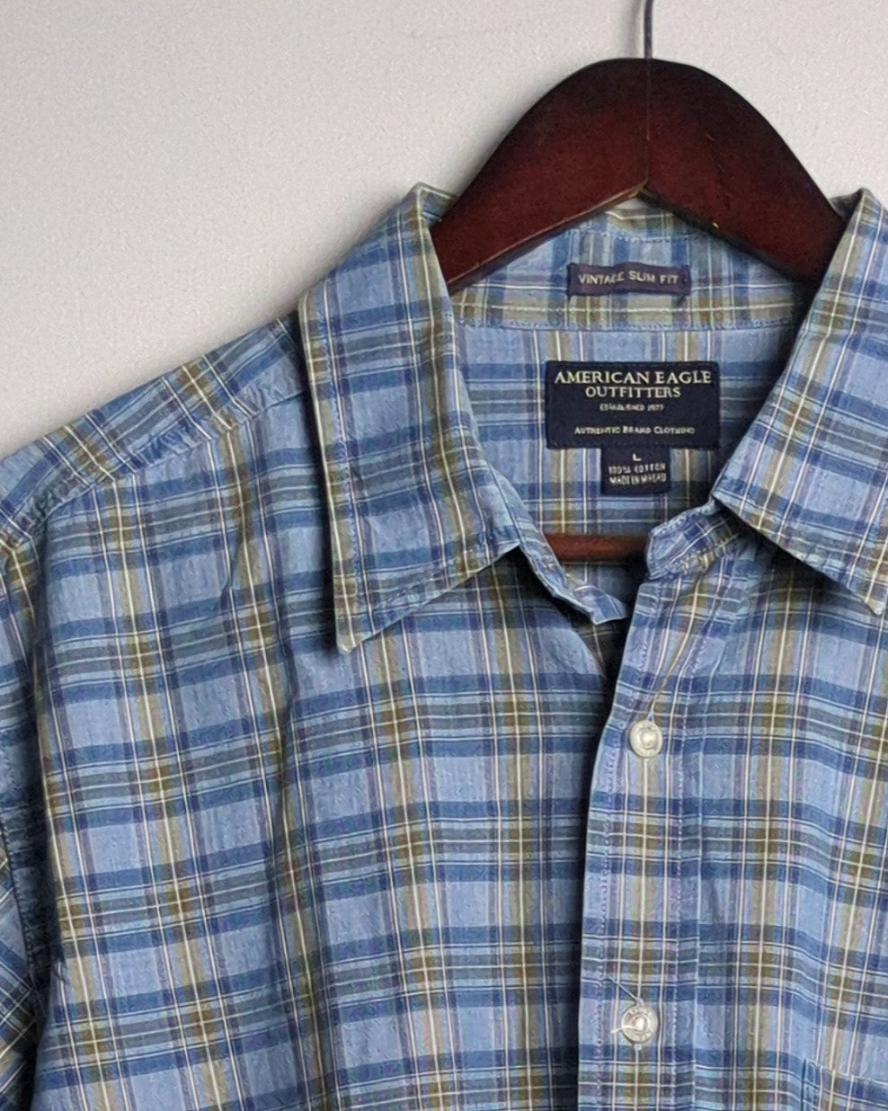 American Eagle Blue Button-Down Shirt