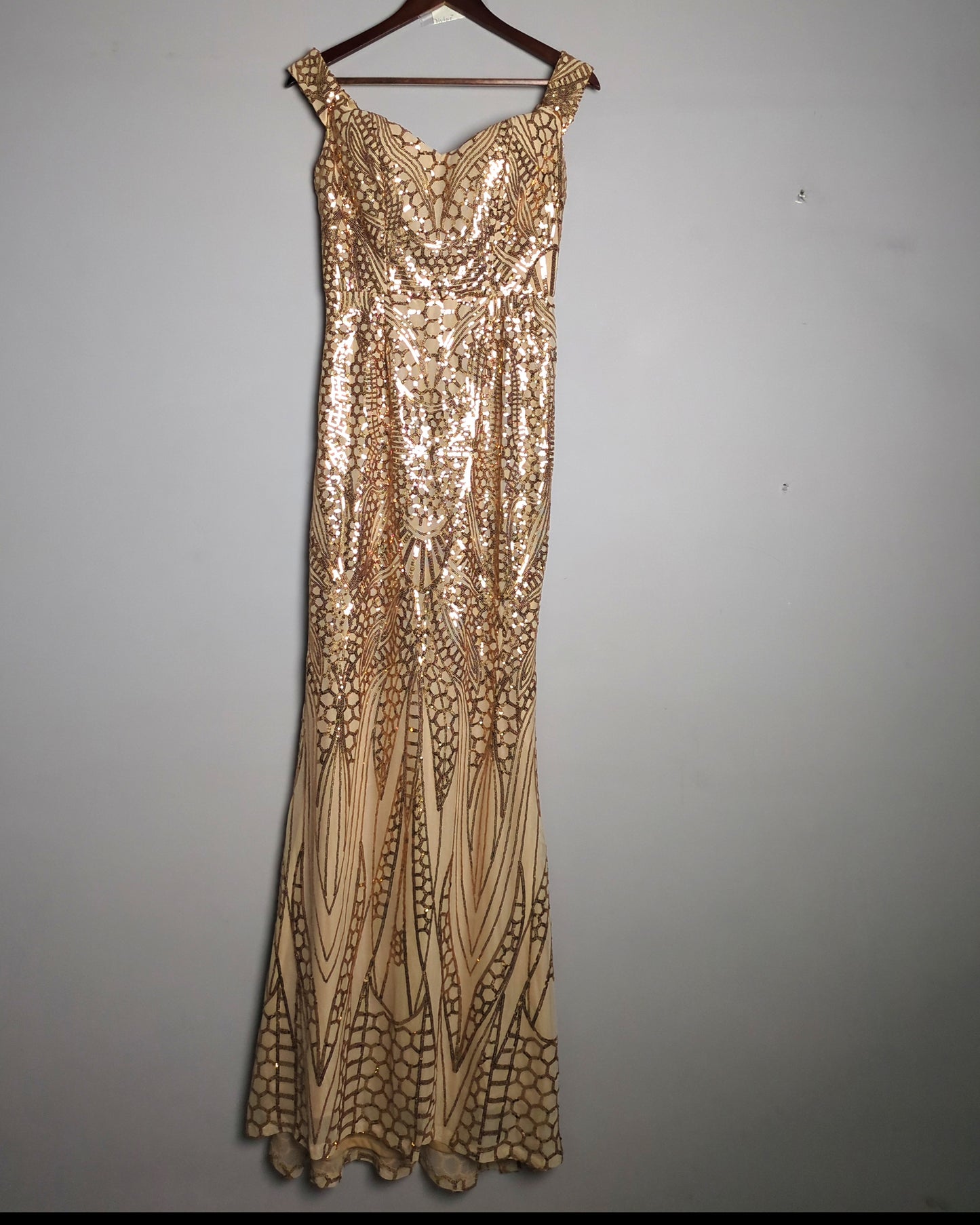 Miss Ord Beige Sequin Gown
