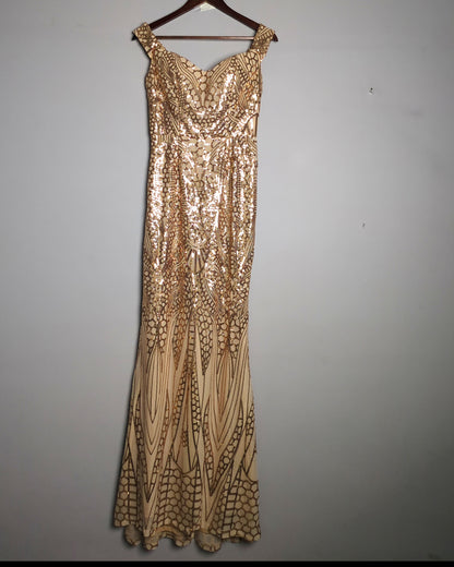 Miss Ord Beige Sequin Gown