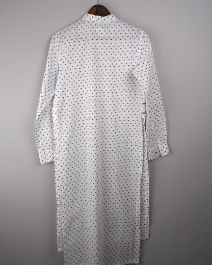 Nicobar White Patterned Kurta Dress