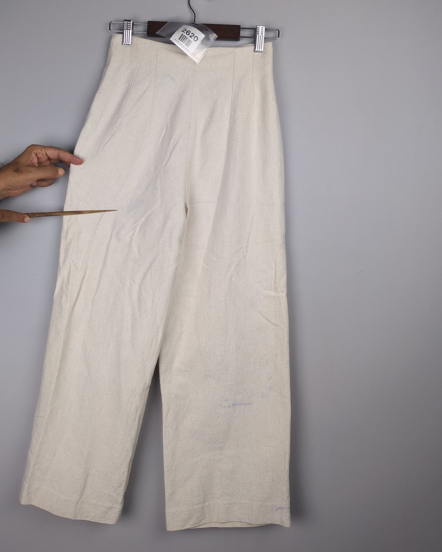 Beige High-Waist Trousers