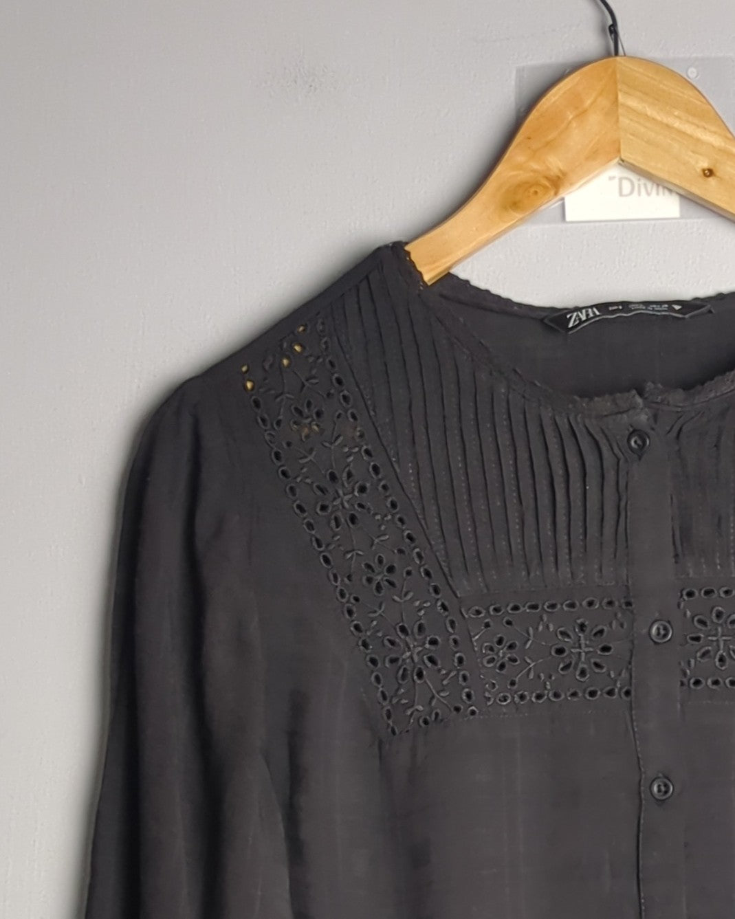 Zara Black Button Blouse