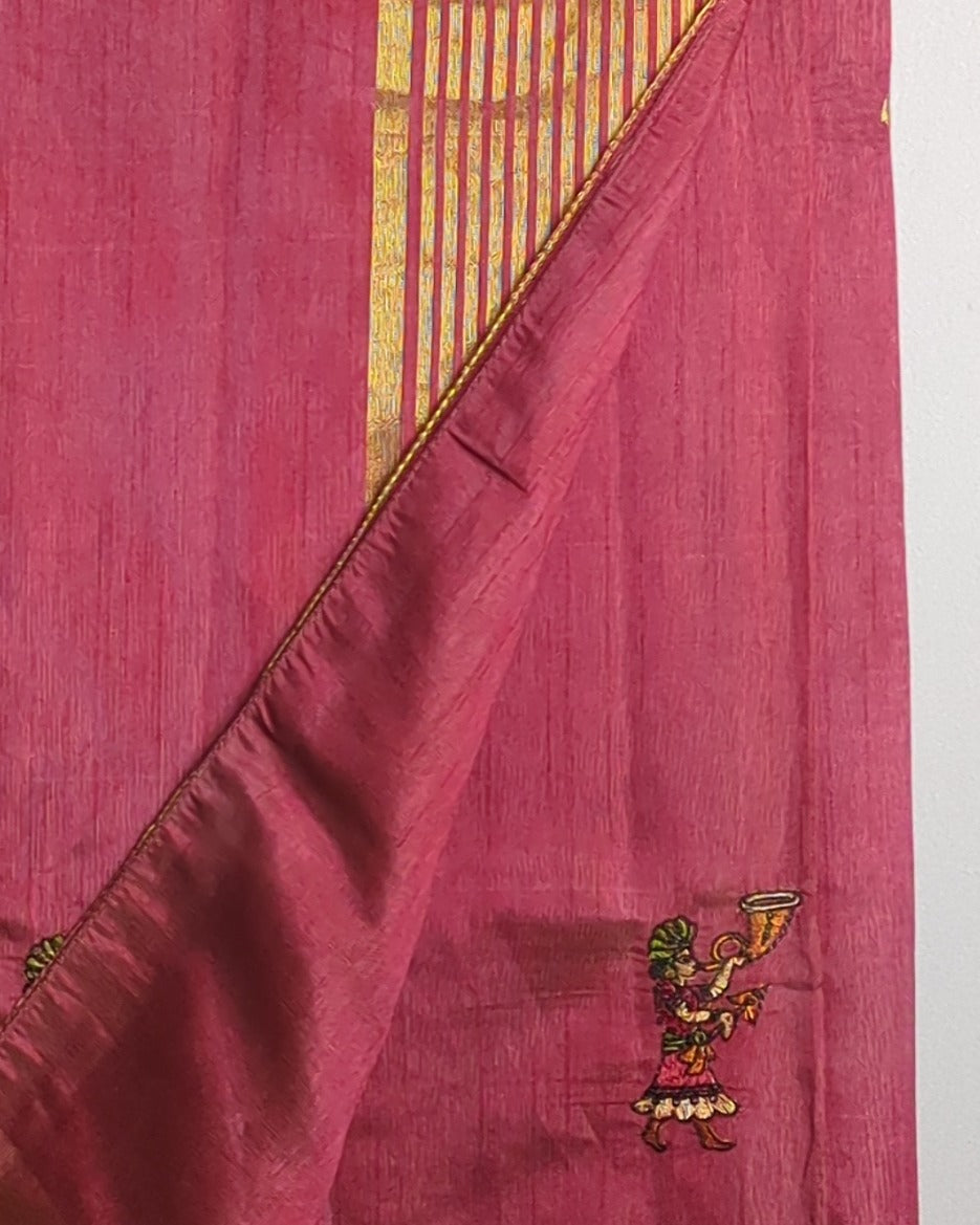 Pink Embroidered Saaree