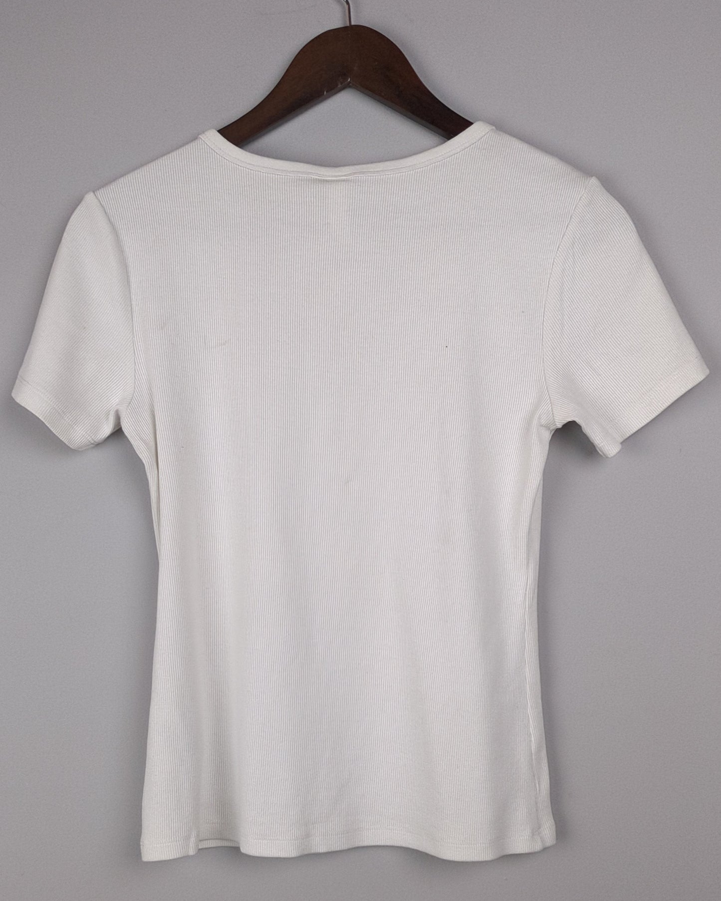 H&M White Ribbed T-shirt