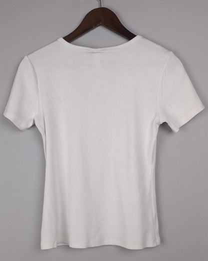 H&M White Ribbed T-shirt
