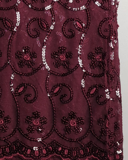 Wine Embroidered Saree