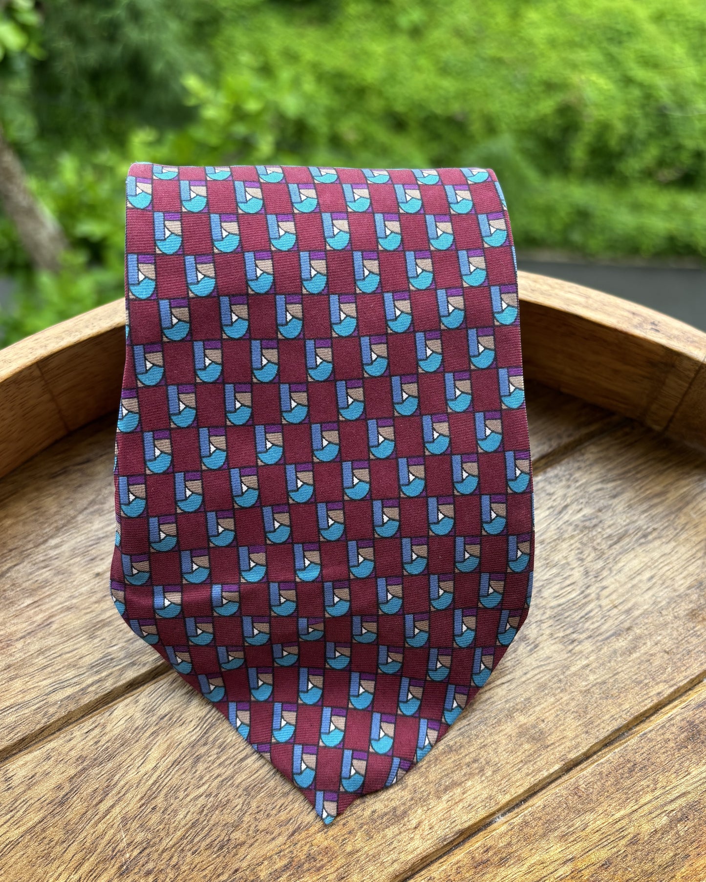 Ruffini Wine Graphic Silk Necktie