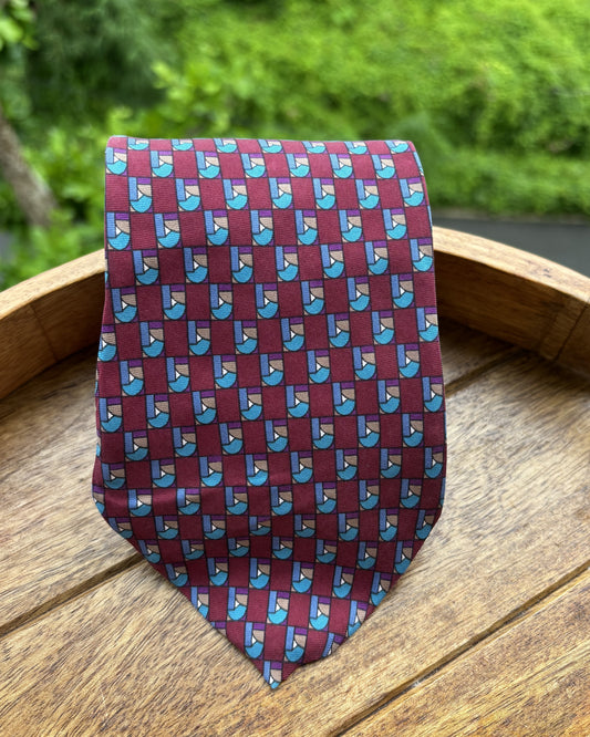 Ruffini Wine Graphic Silk Necktie