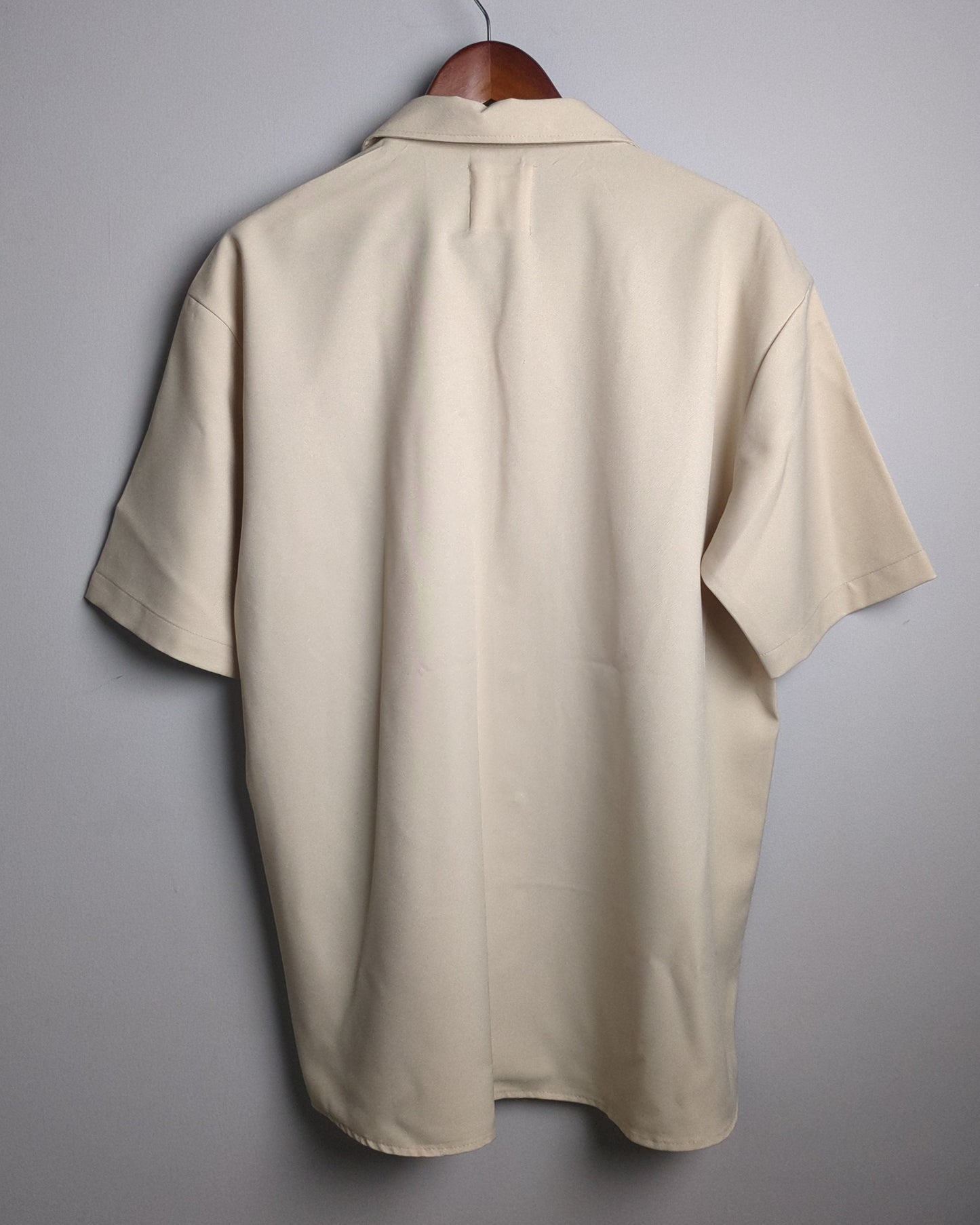Mens Wear Store Beige Ebroidered Camp Shirt