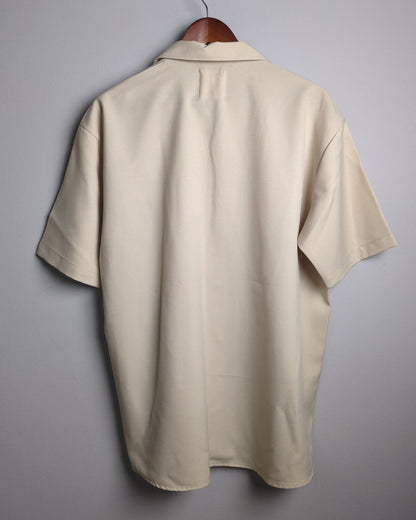 Mens Wear Store Beige Ebroidered Camp Shirt