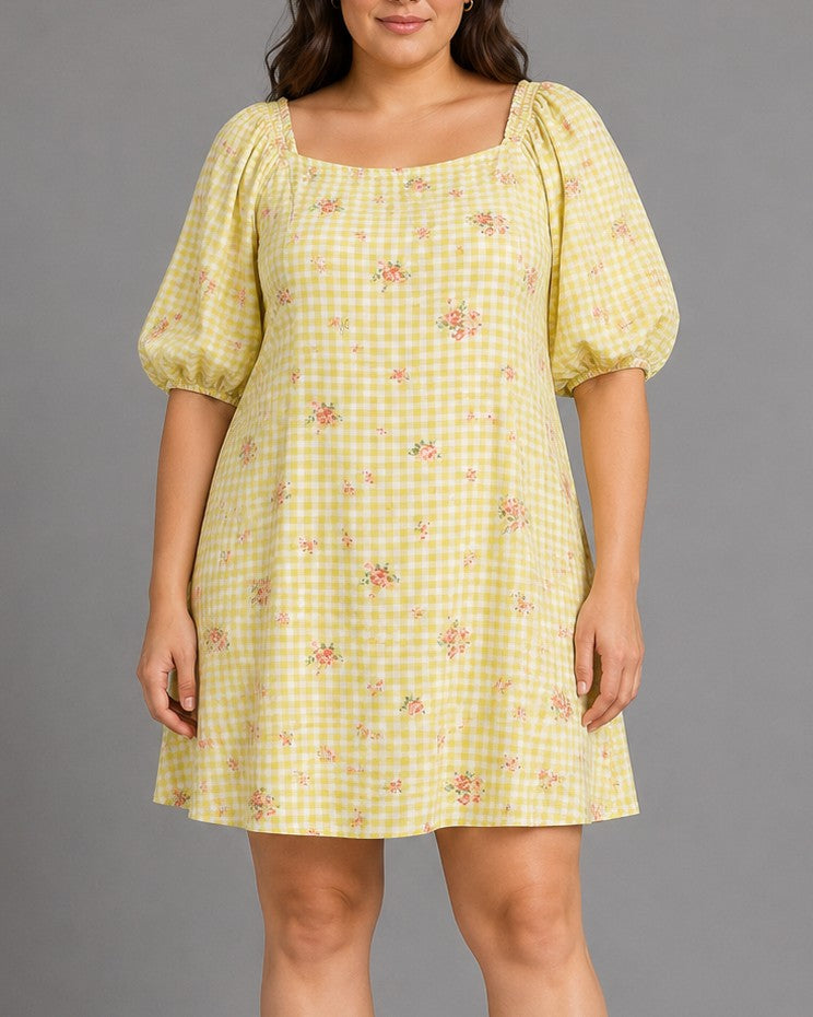 And Beige Gingham Dress