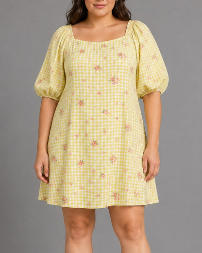 And Beige Gingham Dress