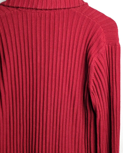 Spring Field Red Ribbed Sweater