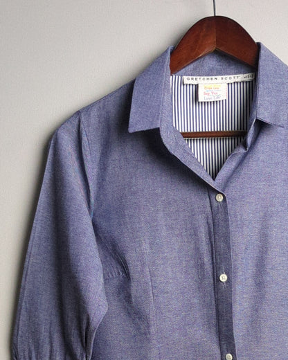 Gretchen Scott Blue Button Blouse