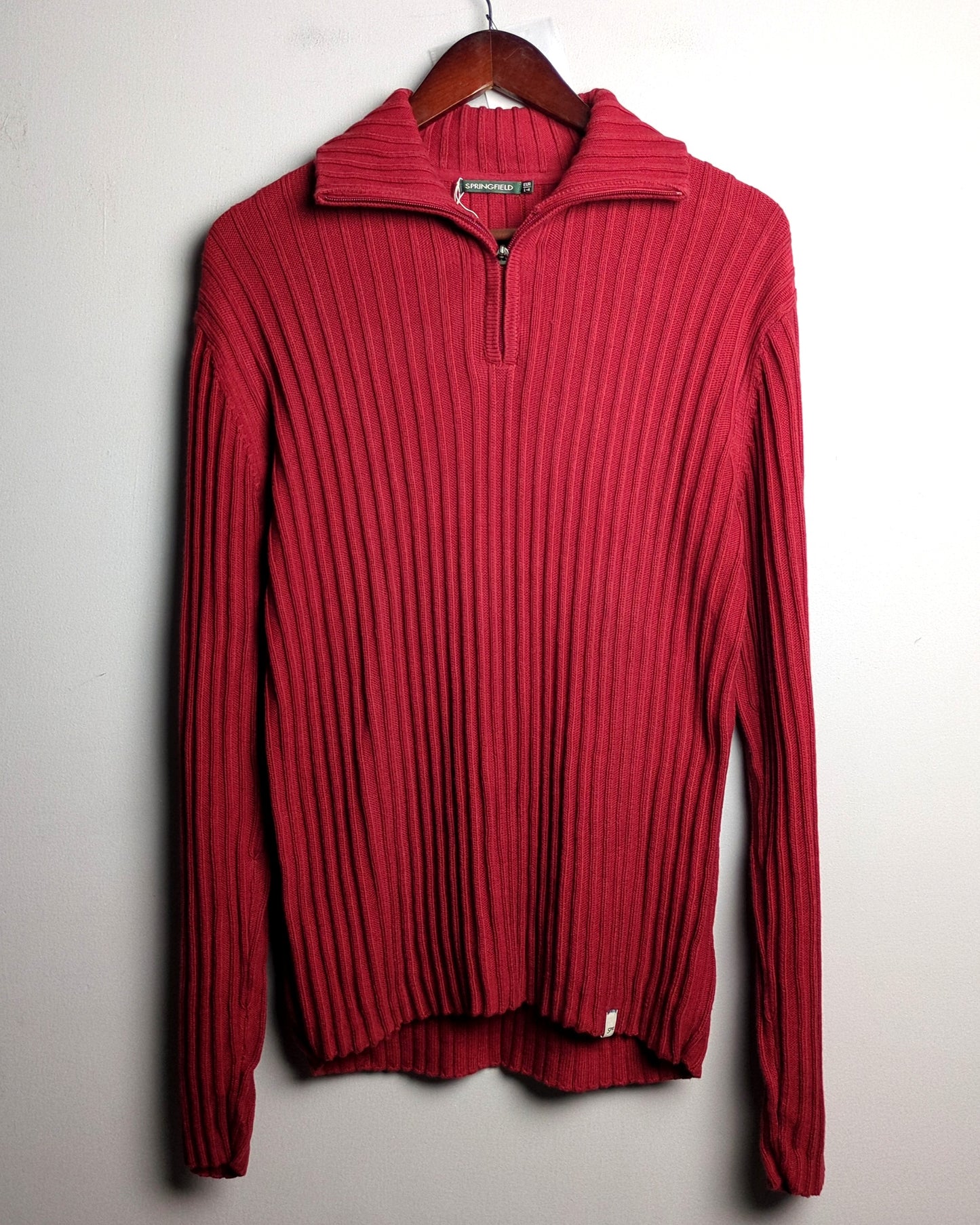 Spring Field Red Ribbed Sweater