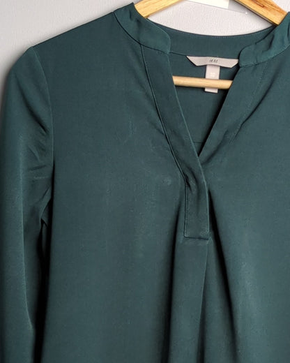 H&M Green Split-Neck Blouse
