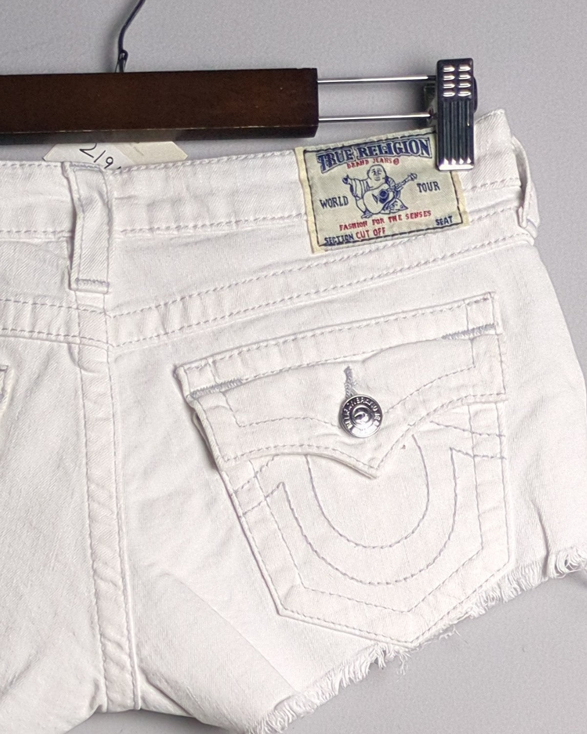 True Religion White Denim Shorts