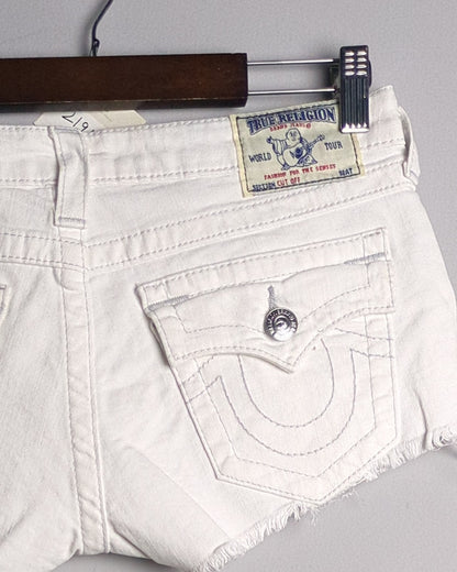 True Religion White Denim Shorts