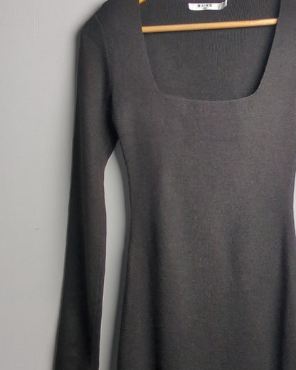 Na-Kd Black Ribbed Dress
