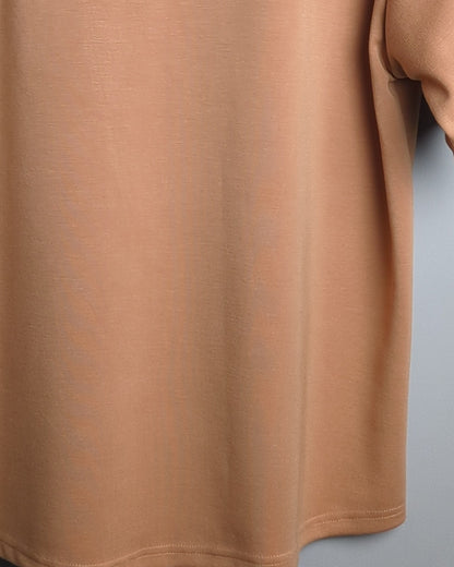Velvet Premium Beige Crewneck Coord Set