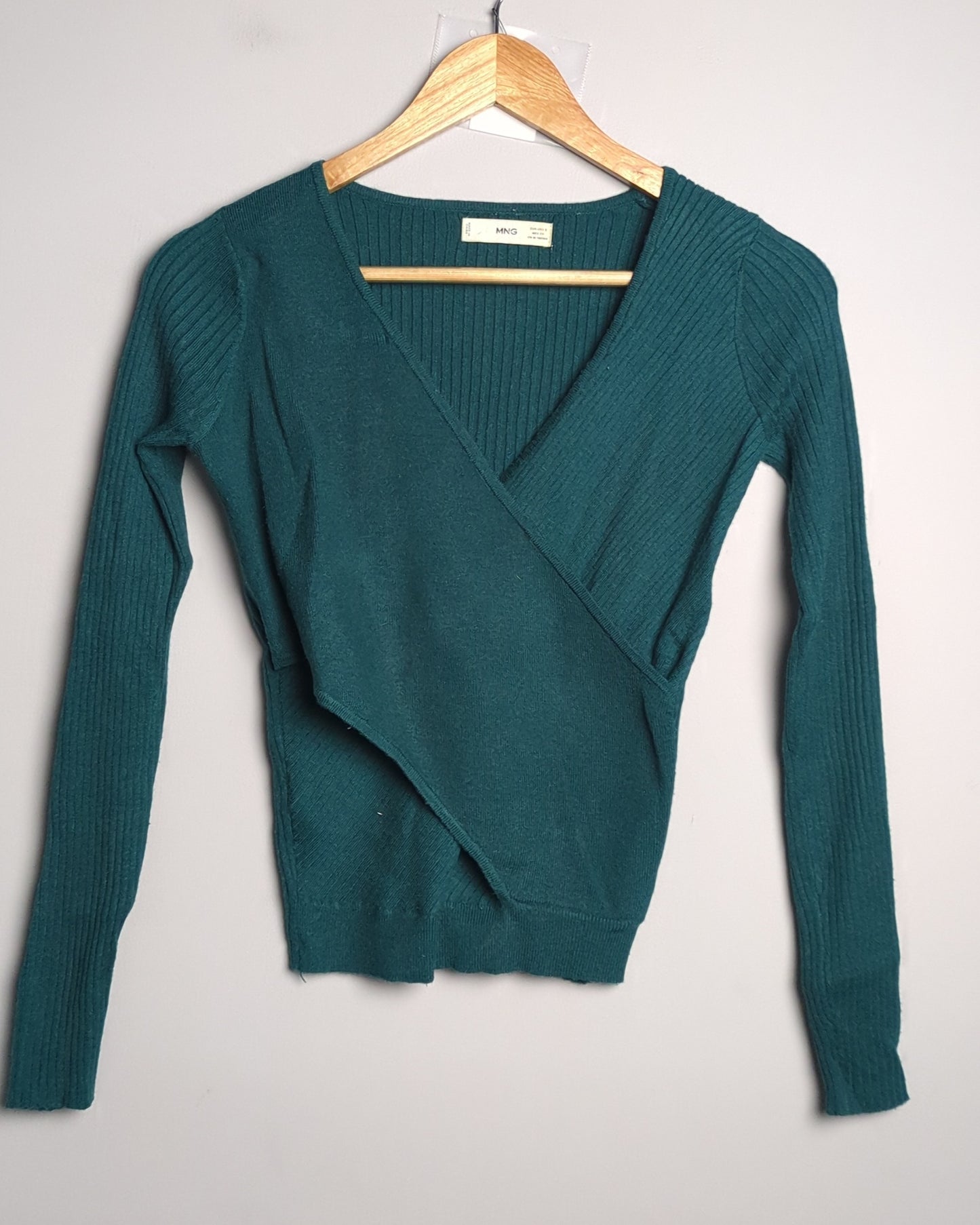Mango Green Wrap Sweater