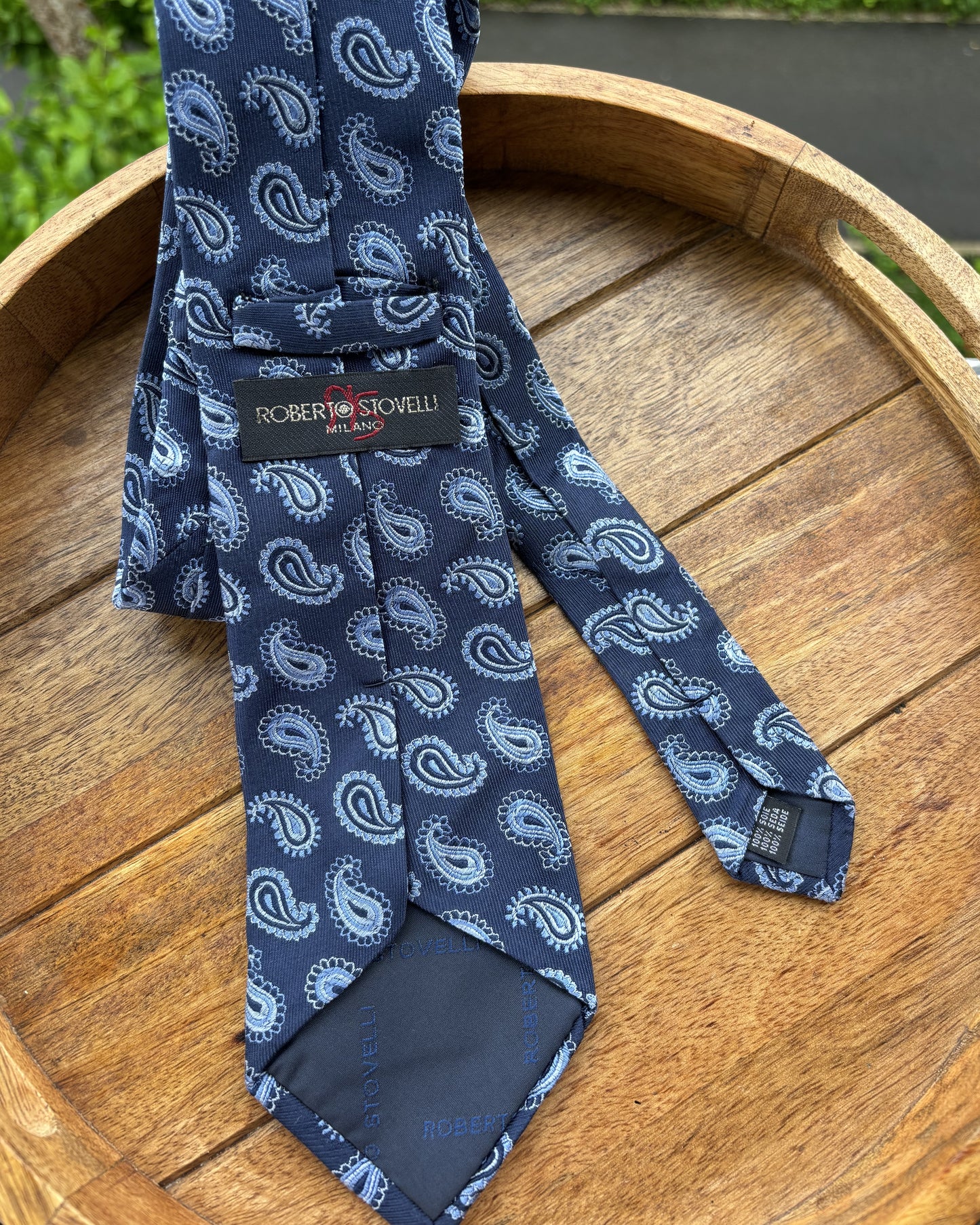 Roberto Stovelli Blue Floral Silk Necktie