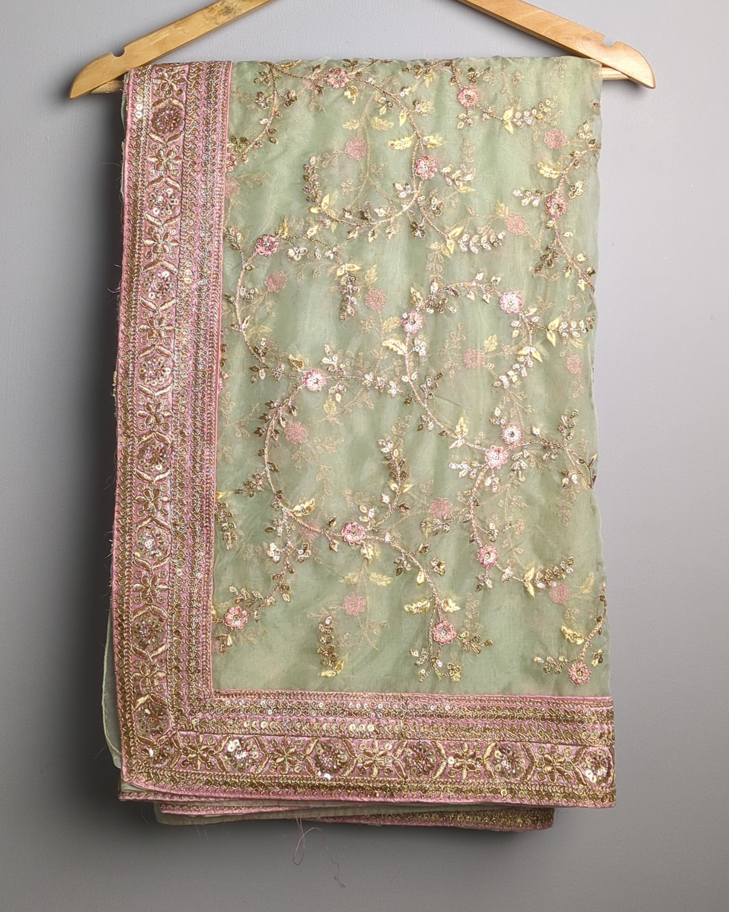 Green Embroidered Saaree