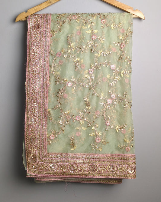 Green Embroidered Saaree