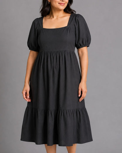 Blue Hour Black Puff-Sleeve Dress