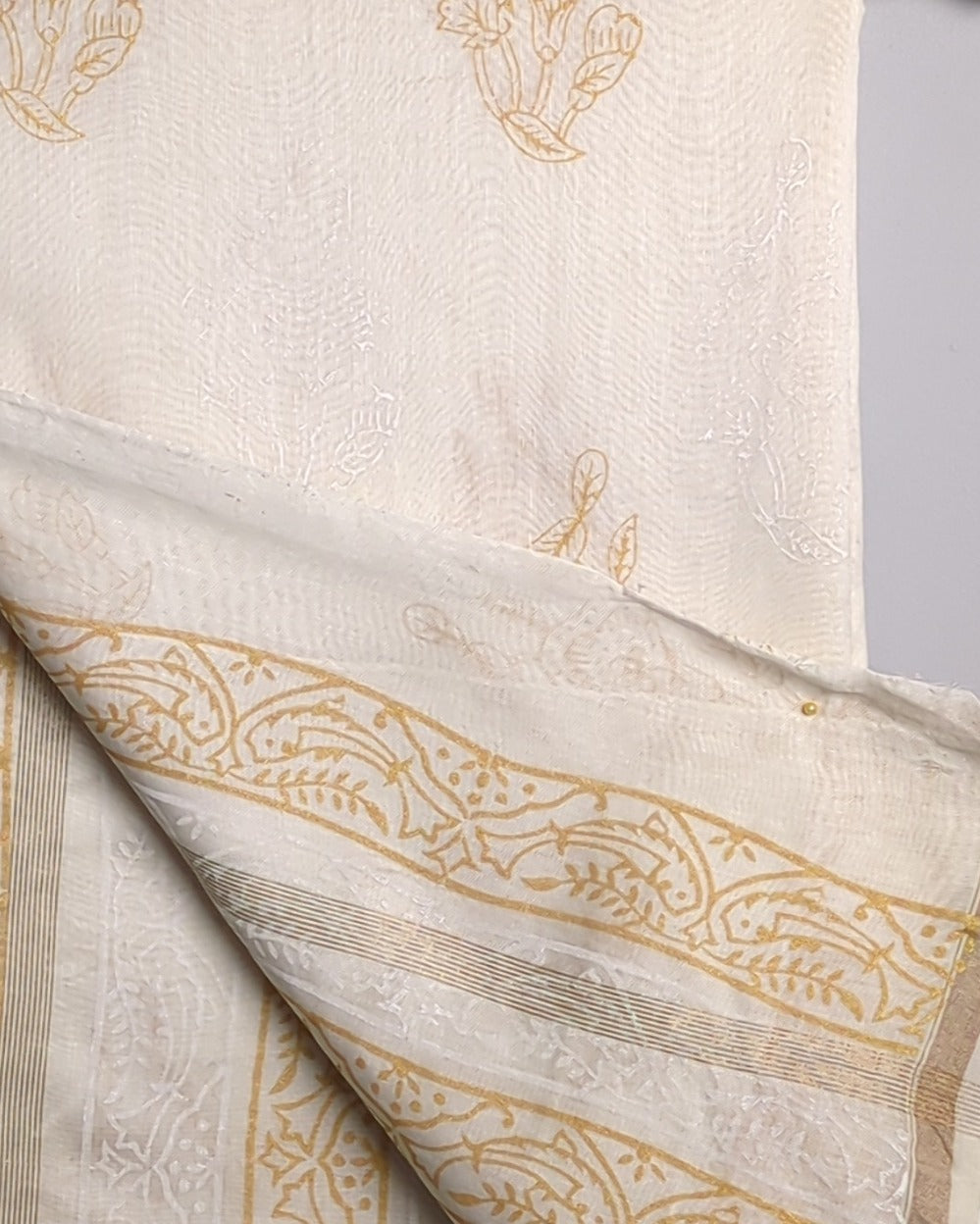 Beige Printed Saaree