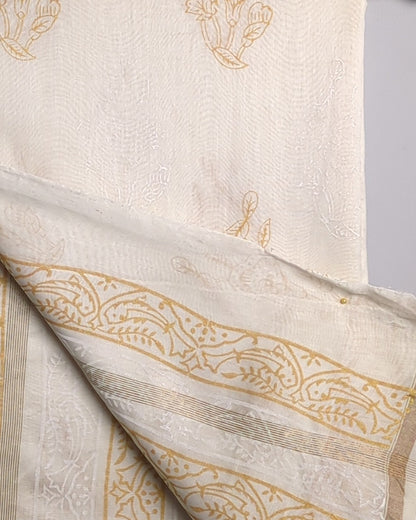 Beige Printed Saaree