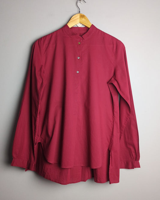 Wine Mandarin Shirt