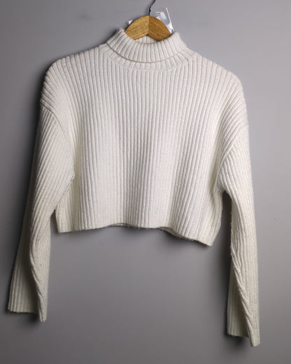 H&M White Ribbed Sweater