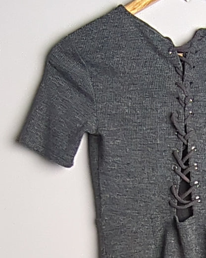 Forever 21 Gray Lace-Up Dress