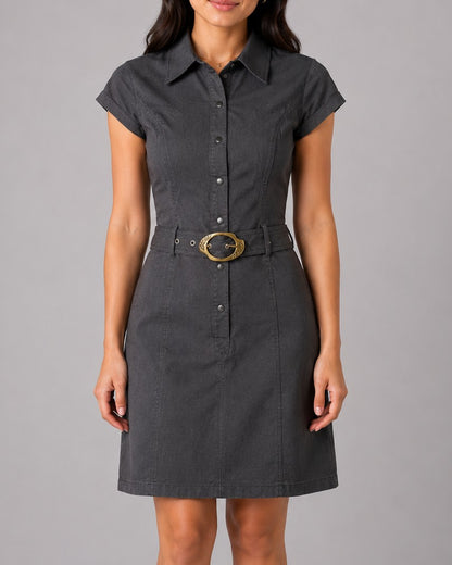 Dianyali Gray Shirt Dress