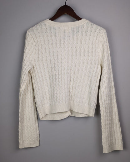 H&M White Cable Cardigan