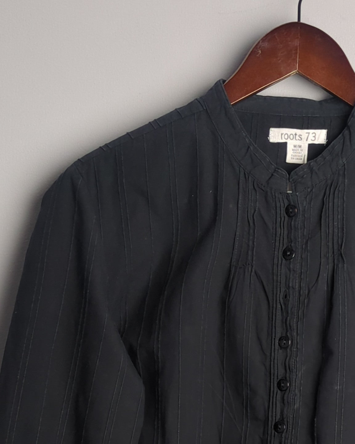 Roots 73 Black Button Blouse