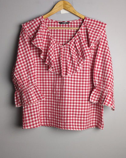 Shein Red Ruffle Top