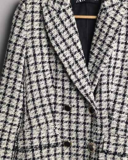 Zara White Tweed Blazer
