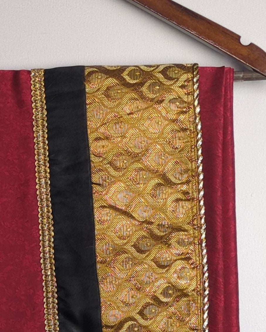 Maroon Gold Border Saree