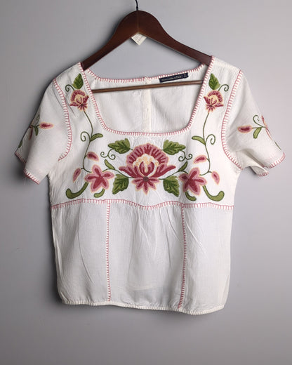 Abercrombie & Fitch White Embroidered Blouse