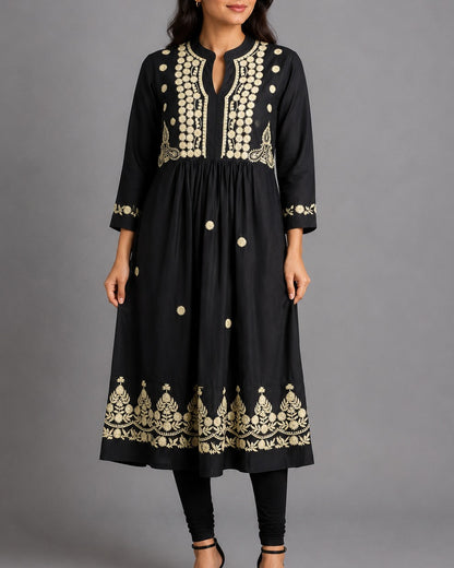 Black Embroidered Kurta
