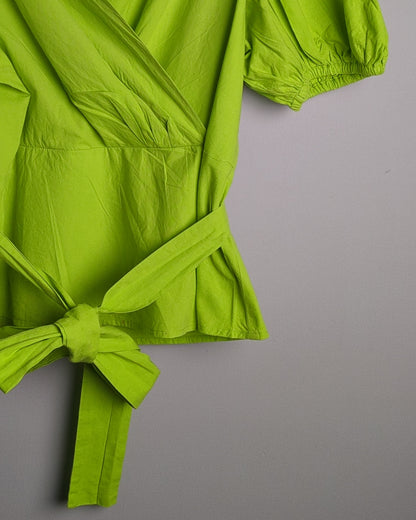 Athena Green Wrap Top